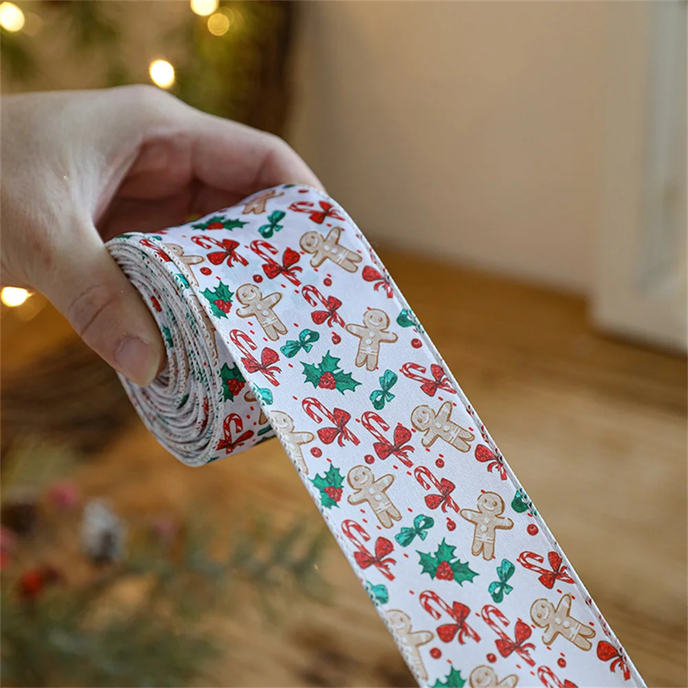 2M/Rolle Weihnachten Leinen Bänder Santa Claus Weihnachten Krücke Gedruckt Band DIY Kranz Bögen Neue Jahr Geschenk Verpackung Handwerk dekoration – Detail 20