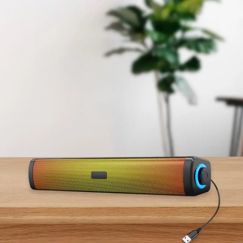 A3PD Stylish Desktop Bluetooth-compatible Soundbar Speaker with Surround Stereo Sound and LED Lights for Home Entertainment