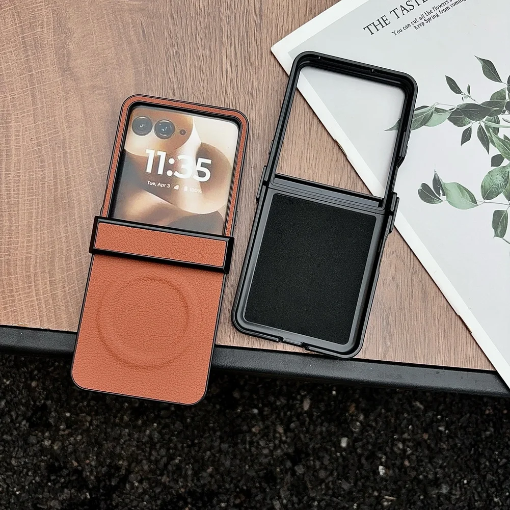 Leather Magnetic Slim Hinge Protective Phone Case
