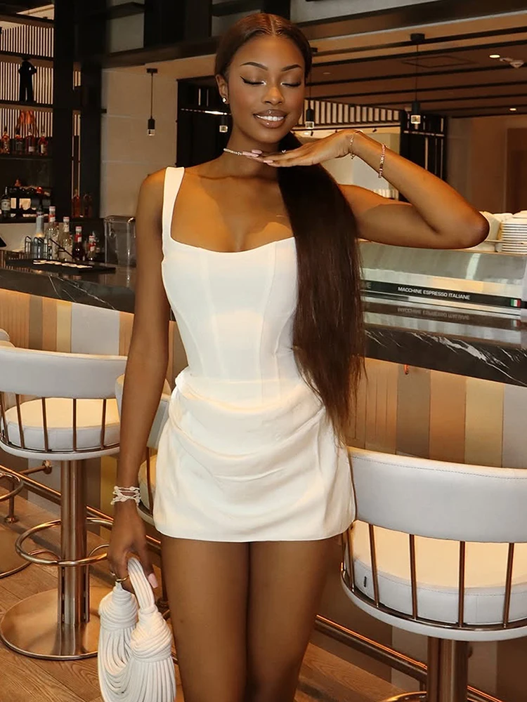 Nibber Peach Hip Dress Women Elegant Christmas Low Chest Sleeveless Ruched Patchwork Birthday Party Dating Chic Skinny Clubwear