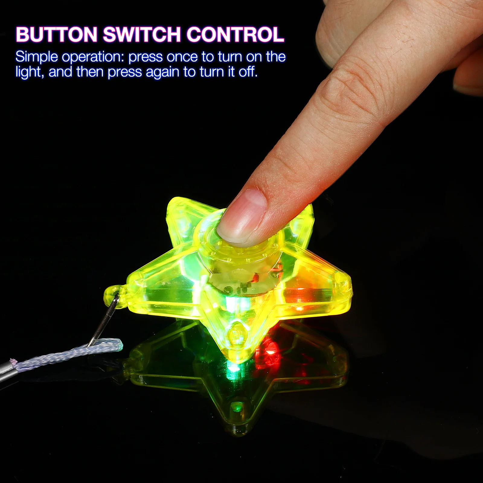 Star Heart LED Light Up Necklaces For Kids Adults Sparkle Plastic Neck Chains Shining Pendant Kids Party Favors