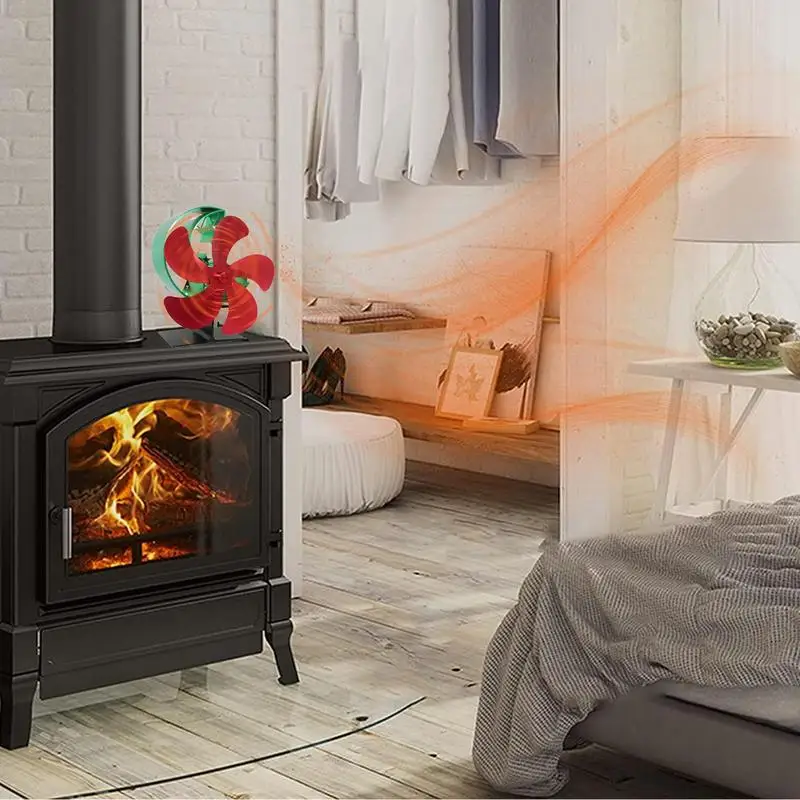 Wood Stove Blower Fan Moon Star Design Wood Burning Stove Fan With 5 Blades Thermoelectric Blower Fan For Wood Burning