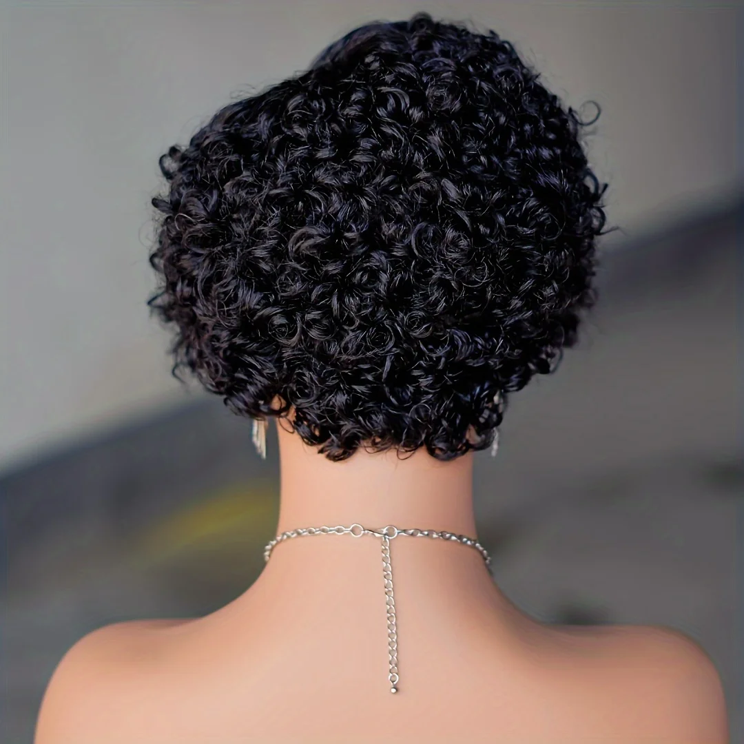 Short Bob Curly Pixie Cut Wig 13x4X1 Transparent Lace Human Hair Wigs For Black Remy Deep Curly Lace Wig