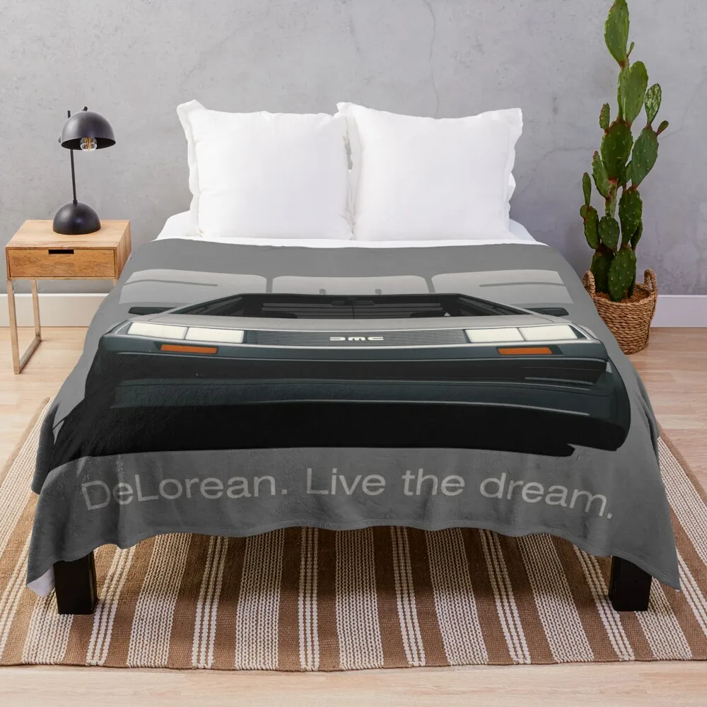 

DeLorean DMC-12 мультфильм Ретро стиль автомобиль вид спереди со слоганом плед диван кровать диваны персонализированные