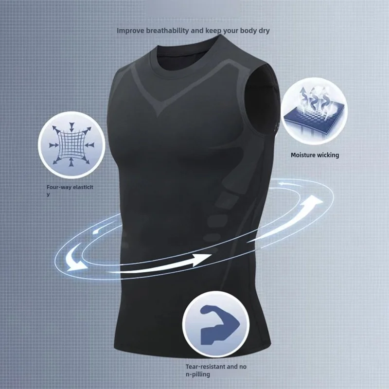 Mans Compression Tank Top Men Gym Shirt Sleeveless Quick Dry Sportswear Male Fitness Bodybuilding Vest Workout Muscle Top 3