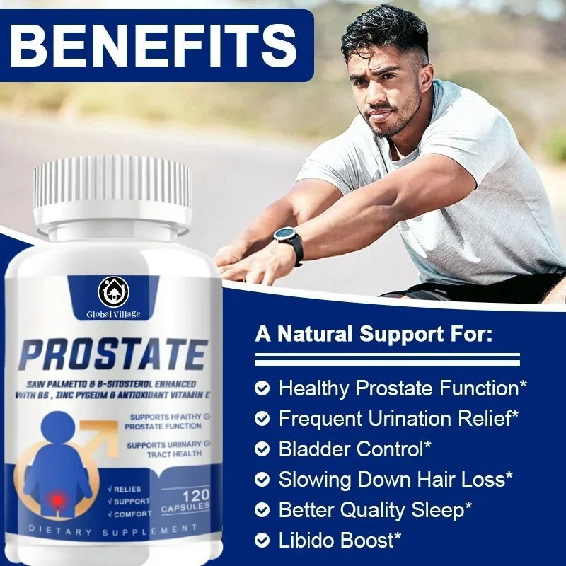 Men's Health Supplement with Saw Palmetto Extract Capsules, Non-GMO Premium Formula