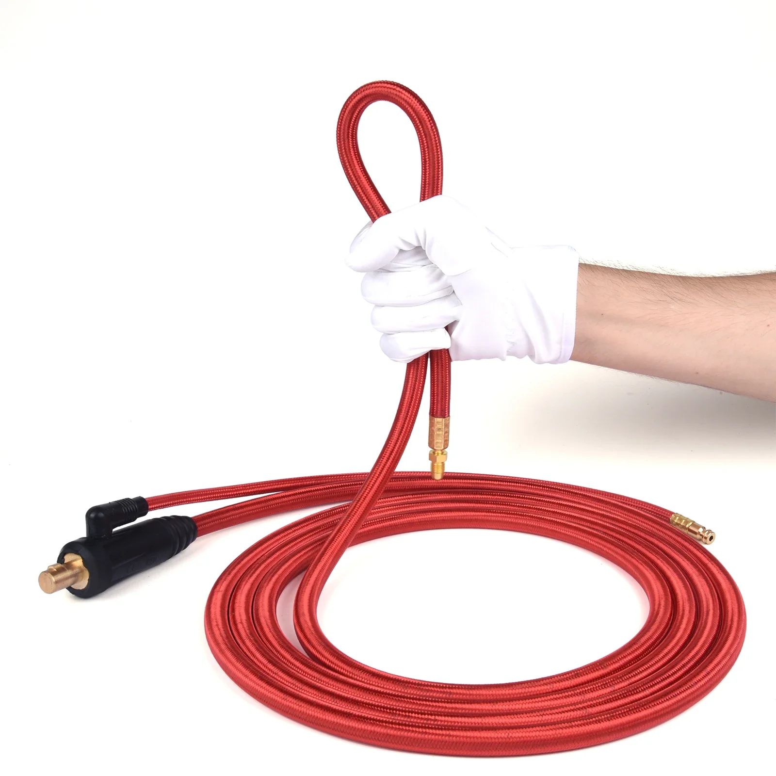 Welding Torch Welding Cable Connector 4/7m WP9 TIG Welding Torch Gas-Electric Integrated Red Rubber Hose Cable Wires 5/8 UNF Quick Connector 35-50 Euro Connecto