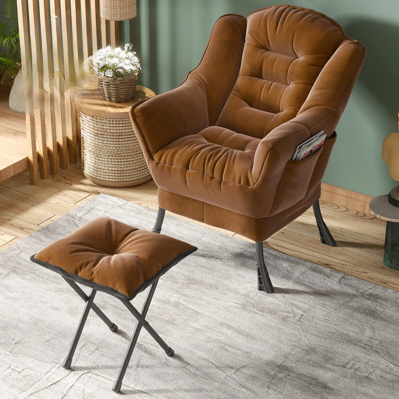 Lounge Sofa Chair with Pedals Nordic Balcony Lazy Leisure Sofa Bedroom Recliner Backrest Small Couch Computer Chair living room chair,folding armchair,computer chair
