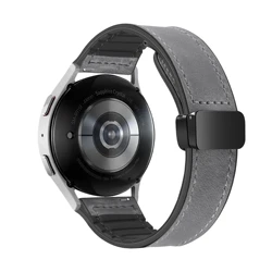 Premium Leather Silicone Adjustable Watch Strap Bracelet, 20/22mm - 22mm (Grey)