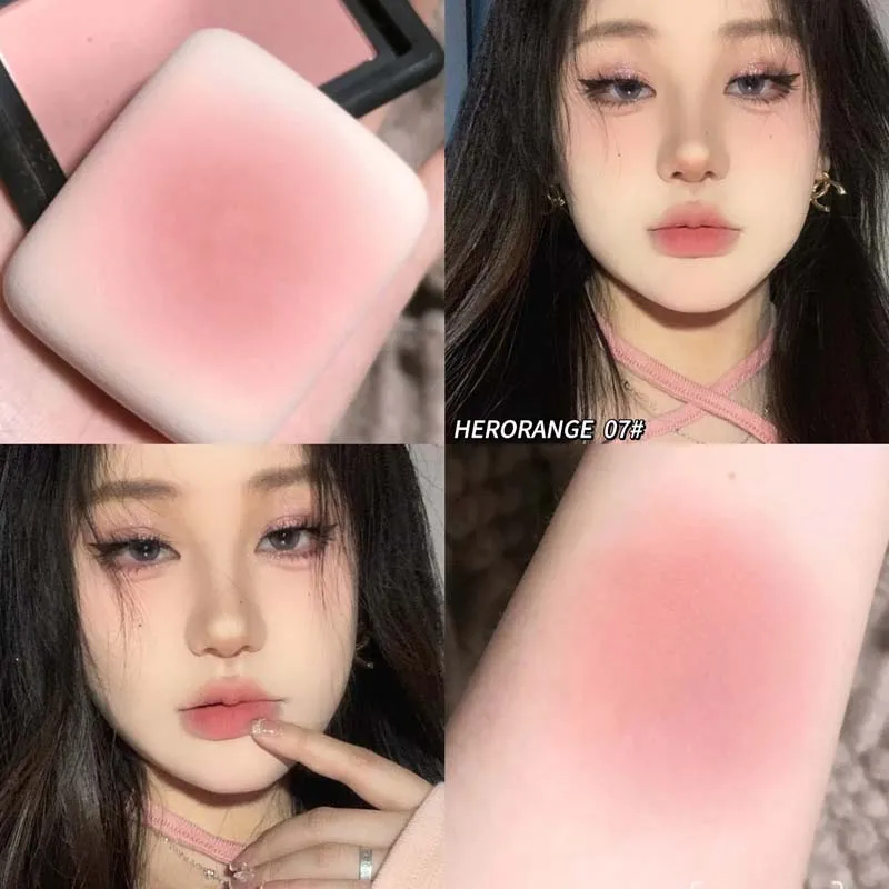 Silky Touch Monochrome Powder Blusher Natural Nude Peach Delicate Makeup Long-lasting Low Saturation Matte Facial Rouge Palette 4