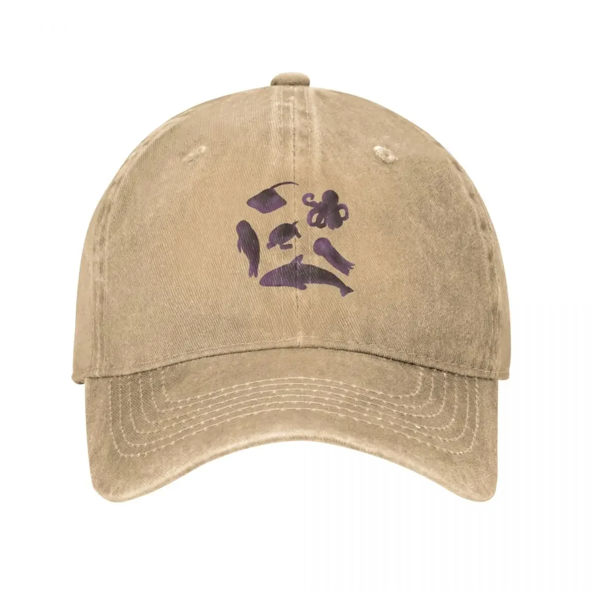 

Sea Life Silhouettes Purple Cowboy Hat Rugby Men Hat Women'S