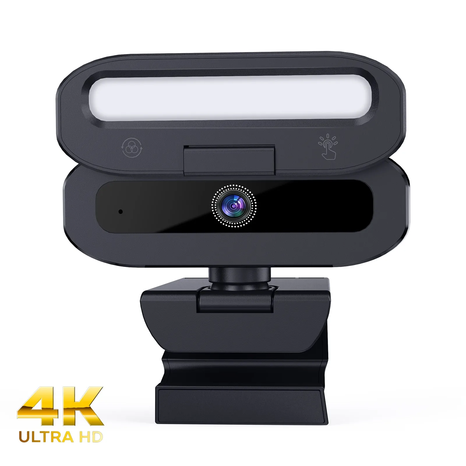 PC Webcam EXHQDR B09-4K 4K Webcam with Privacy Shutter & Fill Light, USB Plug&Play, 1.5M Cable & Type-C Adapter, Flexible Mount
