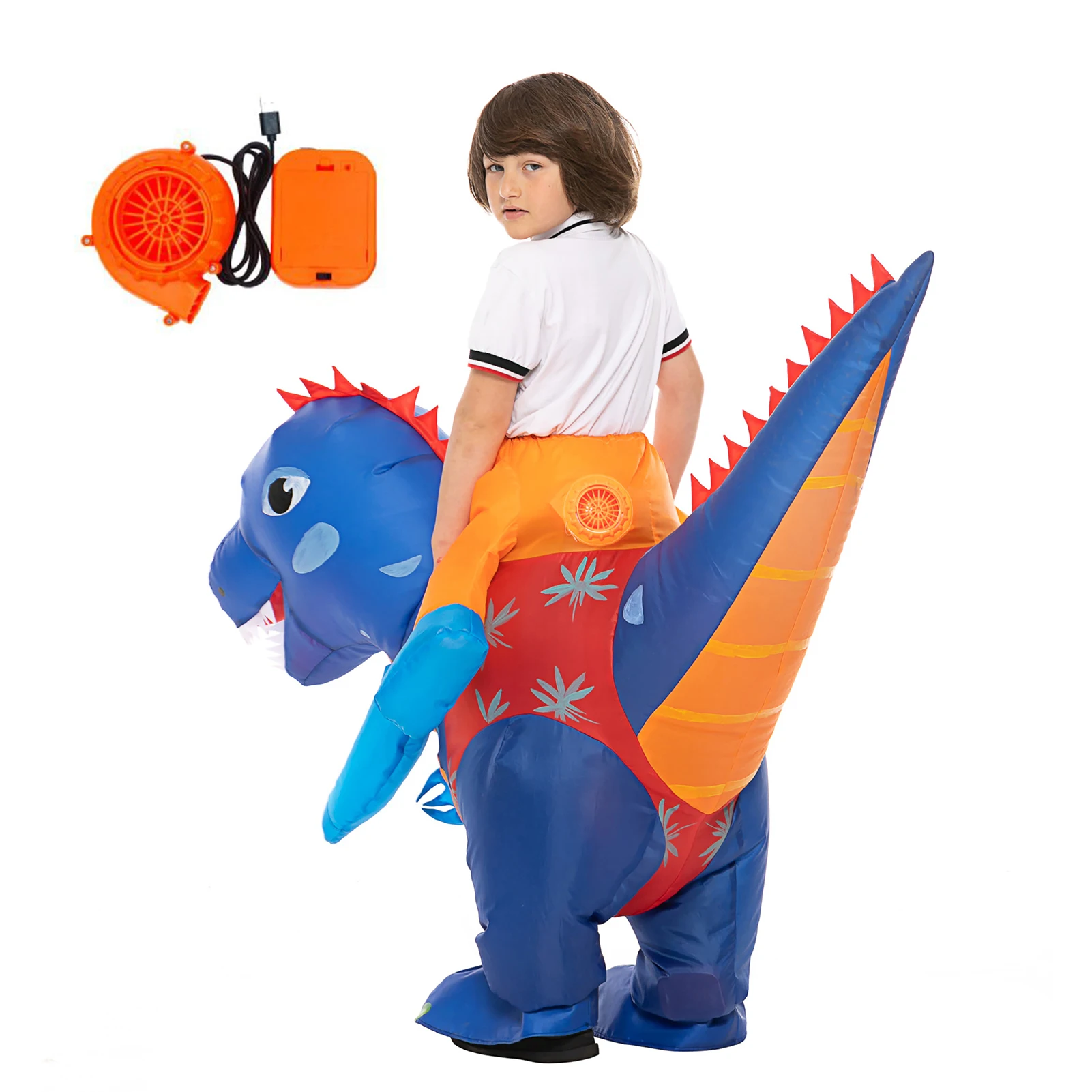 InflatableDinosaurCostumeForKidsRidingADinosaurBlowUpCostume