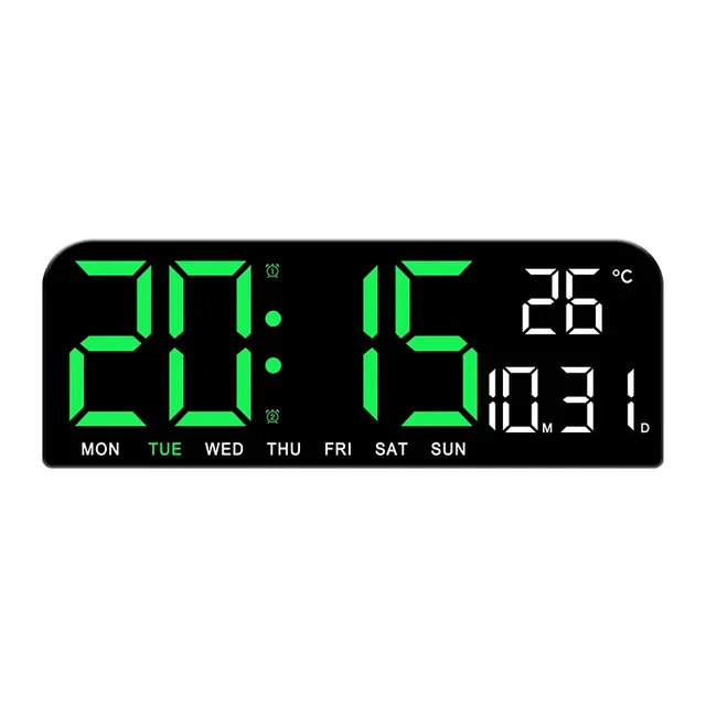 Green Multi-Functional LED Digital Wall Clock