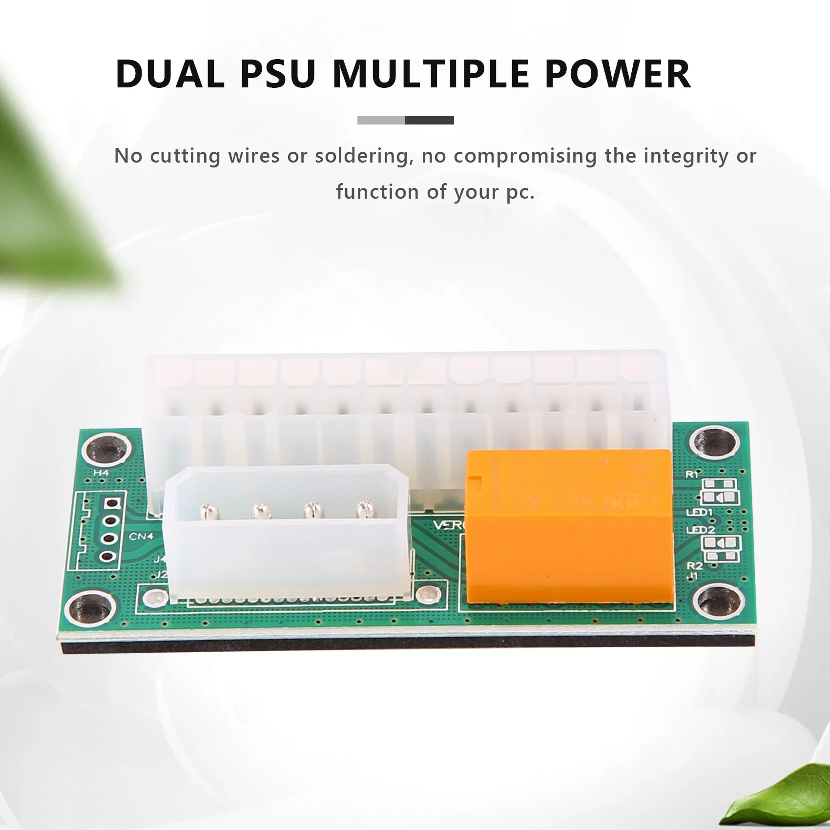 BTC 채굴용 듀얼 PSU 다중 전원 공급 어댑터, Add2Psu ATX 24 핀-Molex 4 핀 커넥터, 2  팩-Freehip.co.kr