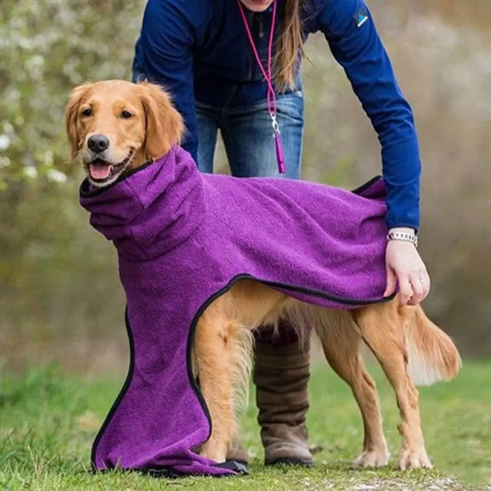 Pet Clothes Dog Towelling Drying Robe Soft Polyester Sleepwear Coat Warm Apparel Vest Fleece Hoodies Jacket