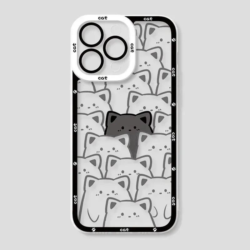 Cute Cartoon Cat Couple Phone Case for iPhone 17 16 15 14 thumbnail 4