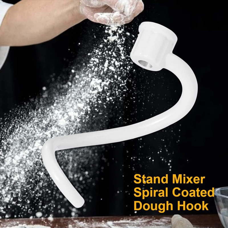 Coated Dough Hook Attachment for KitchenAid Stand Mixer Bowl, Spiral Coated Metal Dough Hook for KV25 Series