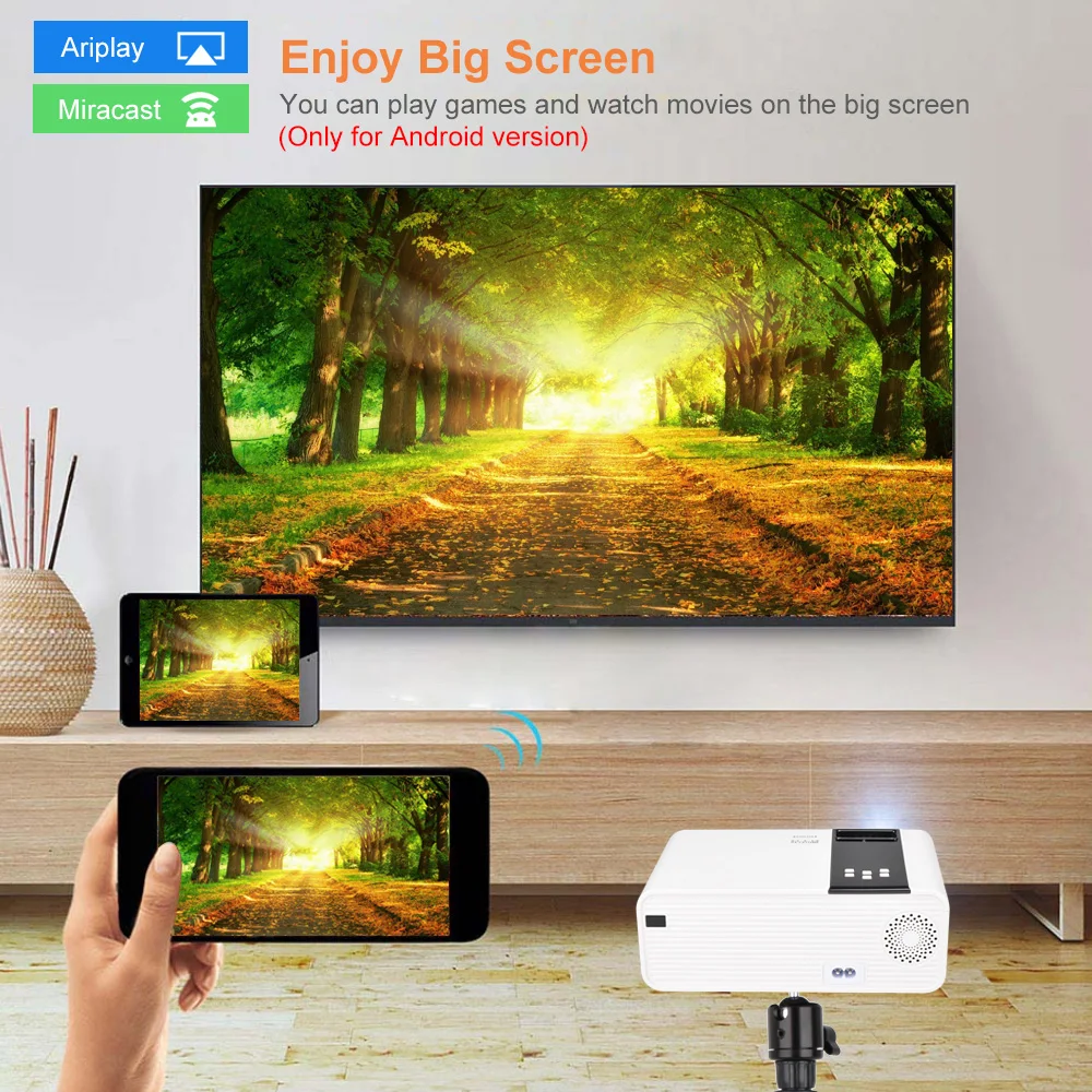 Фото ThundeaL Мини-проектор для смартфона TD90 мультиэкранная версия HD 1280 x 720P пикселей LED проектор для дома 3D кинопроектор Новогодний проектор большой экран Яркость 3200 люмен Поддержка телефон Android/IOS №5