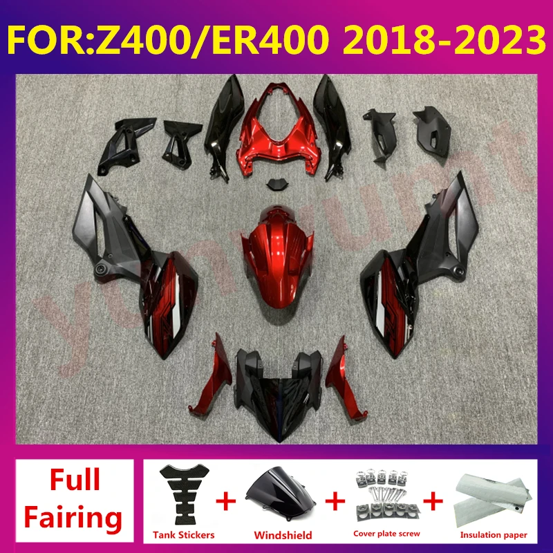 

Abs Fairing Z400 ER400 2018-2023 Bodywork for Kawasaki 15 bodywork Fairings Z400 ER400 Ninja 18 19 20 21 zxmt set red black
