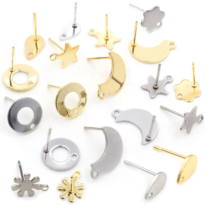 20pcs/Lot 316 Edelstahl Geometrische Sterne Mond Ohrring Stud Ohrring Beiträge Stecker Für DIY Ohrring Schmuck Machen liefert