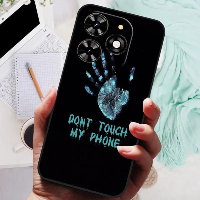 Premium Black Silicone Bumper Case with Wolf and Lion Design - Soft TPU Protective Cover