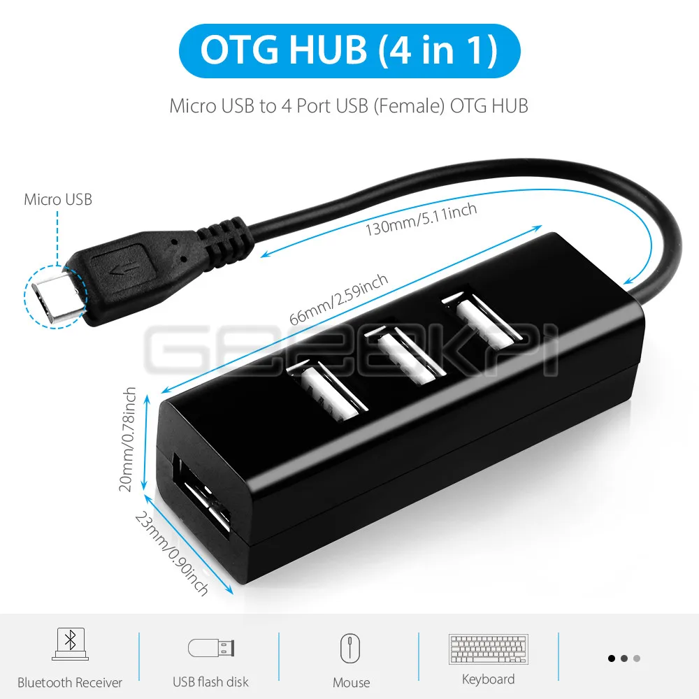 Geeekpi-kit Básico de Iniciação com Caixa Acrílica Caixa Raspberry Zero Cabeçalho Gpio 20pin 2w em 1 - Imagem 4