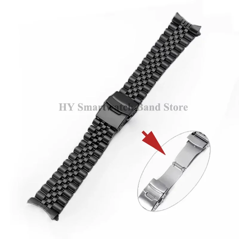Luxury Stainless Steel Watch Strap with Curved End - Jubilee Design Bracelet