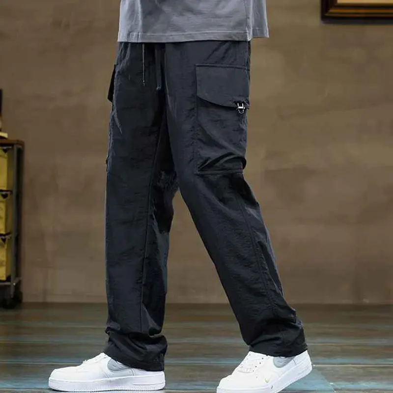 Autumn Winter Elegant Fashion Harajuku Slim Fit Ropa Hombre Loose Casual All Match Cargo Pants Solid Pockets Straight Leg Pants