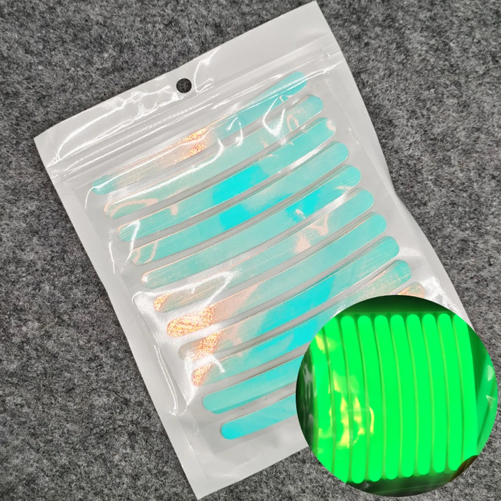 20Pcs Bicycle Wheel Luminous Stickers Reflective Stickers Luminous Fluorescent Color Wheel Decoration Motorcycle Night Stickers