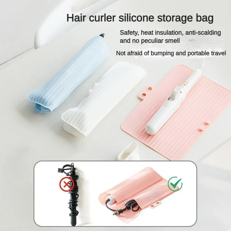 Silicone Hair Curling Mat Pouch Heat Resistant Silicone Storage Bag Hair Straightener Travel Mat Storage Pouch Hairdressing Tool