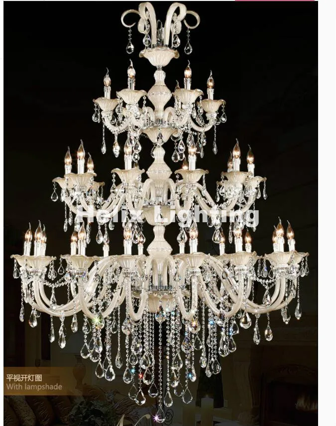 

Хрустальная люстра, цвета шампанского, d150см, h200см, 32 руки, E14, LED, Королевский хрусталь, золотая, Современная хрустальная люстра для отеля, 100% гарантия