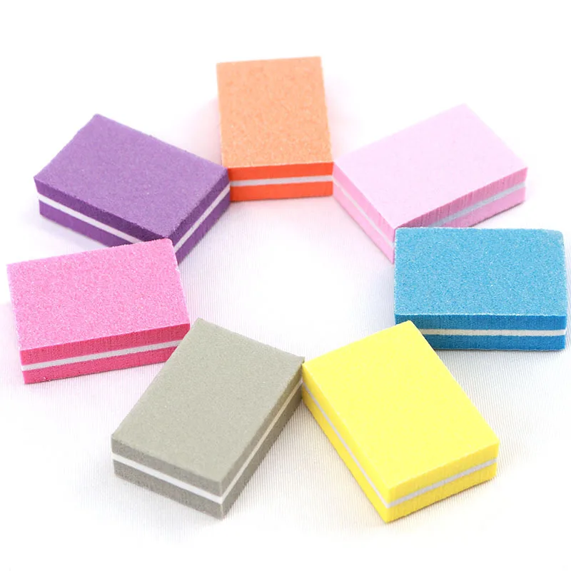 10-100PCS Double-sided Mini Nail File Blocks Colorful Sponge Nail Polish Sanding Buffer Strips Polishing Manicure Nail Art Tools