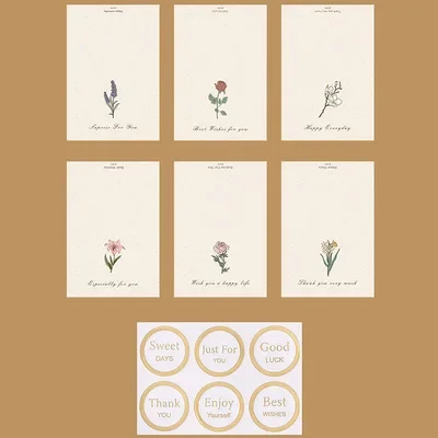 6PCS Vintage Botanical Greeting Cards Simple Cards Valentine's Day Mother's Day Wedding Birthday Message Wishes Thank You greeting cards