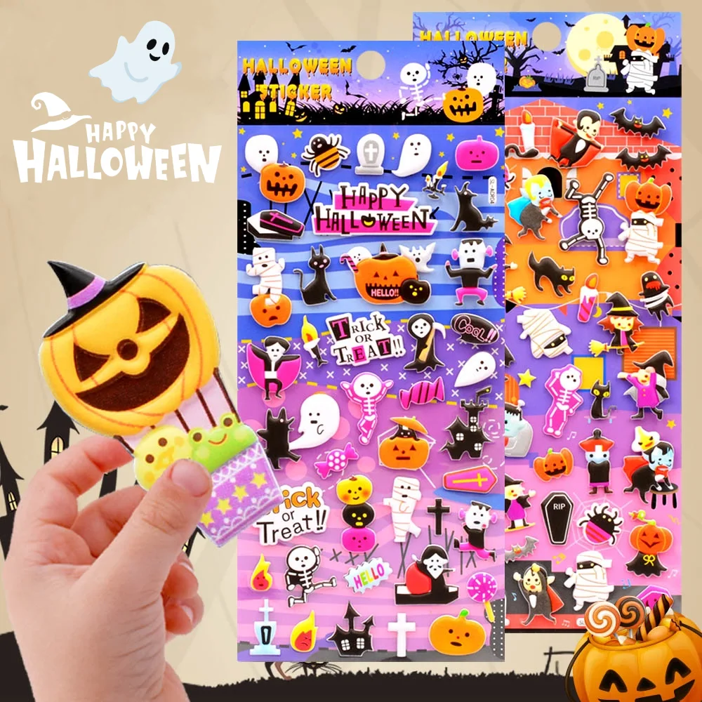 50 Stickers Halloween Bambini - Adesivi Resistenti All'acqua Di Zucche, Fantasmi, Gatti Per Bottiglie E Quaderni
