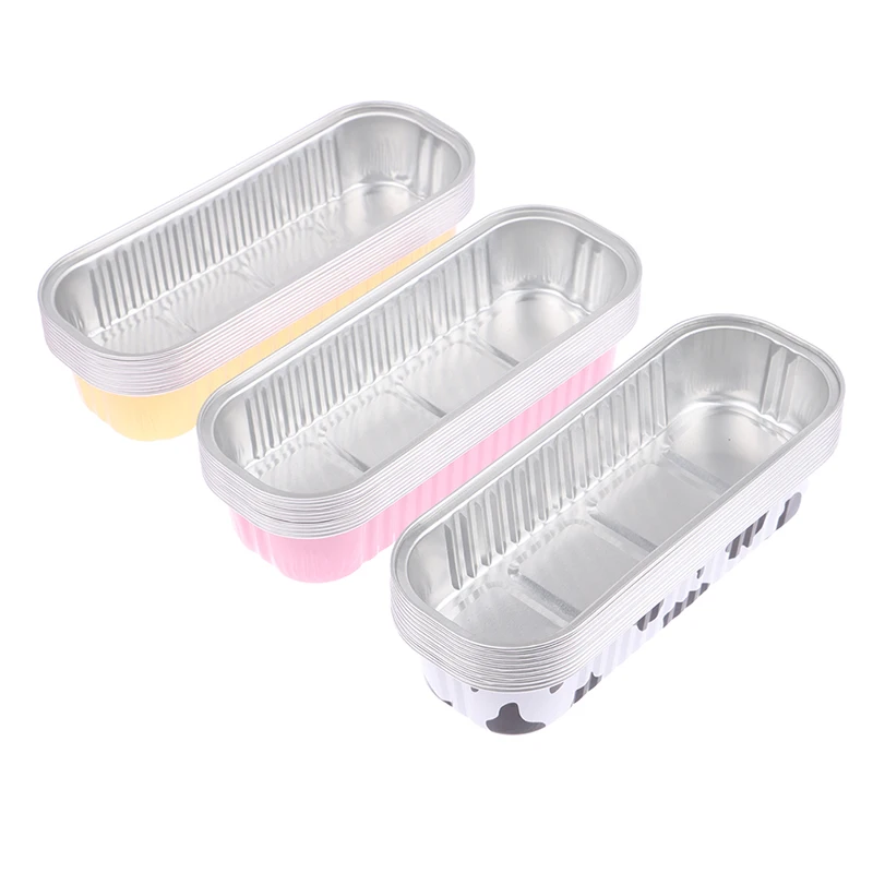 10Pcs 200ml Aluminium Folie Backen Kuchen Box Rechteckige Zinn Cupcake Backform Pudding Box Käse Dessert Tasse mit Deckel – Detail 5