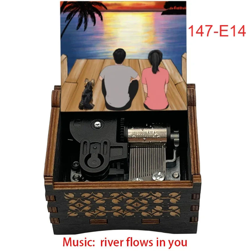 river flows in you Wood mechanical Music Box for South Korea piano guitar Friends birthday New year Christmas gift 2