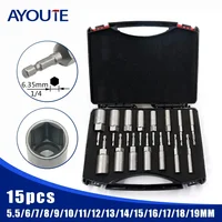 5.5-19mm Impact Socket Adapter 80mm Length Deepen Nut Driver Drill Bit Set for Power Tools 1/4-inch Hex Shank Wrench Screw 1