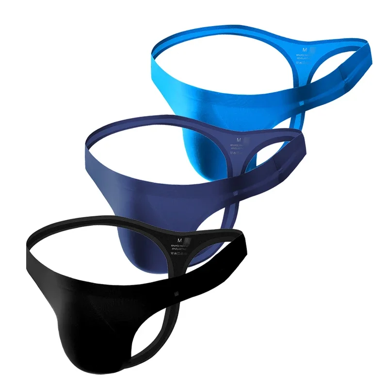 CLEVER-MENMODE 3/ kit Thong tanga Sexy Men Seamless Underwear G String Penis Pouch Panties T-back Ice Silk Ultra-thin Underpants