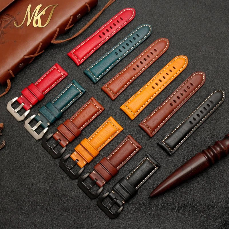 Genuine Cowhide Men's Frosted Handmade Retro Crazy Horse Leather Watch Strap