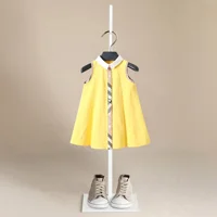 Robe chemise à simple boutonnage pour filles, vêtements pour enfants, jupe une pièce, coton, rose, carreaux, mode d'été, bébé, 3 à 10 ans 4
