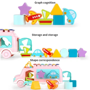 Baby Toy Cartoon Musical Instrument Bus Baby Toys Hand Knock Girl Boy Piano Education For 12-18 Months Baby Toy Gift 2