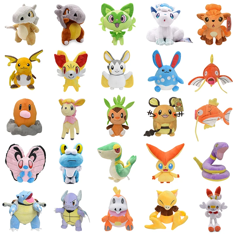 Cubone Sprrigato Alolan Vulpix Pokemon Push Dolls Raichu Azumarill Snivy Butterfree Magikarp Emopa Cartoon Peluche Regali