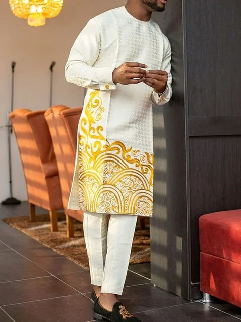 Mustapha Long Sleeve Two-Piece Dashiki Outfit - Image 4