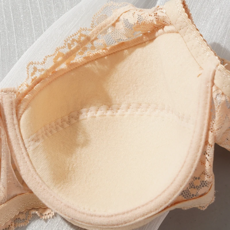 Women New Sexy Floral Lace Bras Comfort Breathable Underwear Brassiere Summer Thin Push Up Bras Solid Color Lace Bra 5