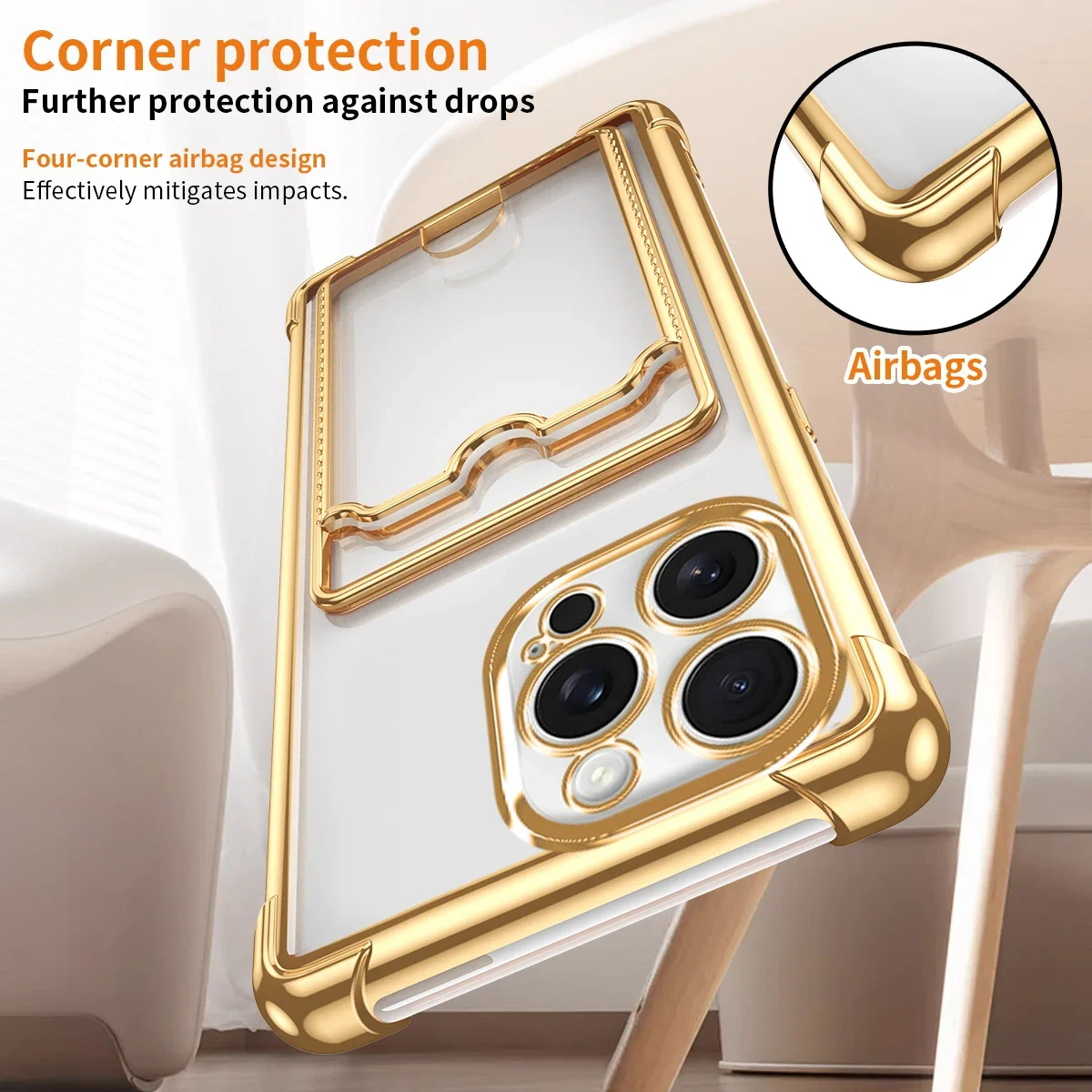 Soft Plating Transparent Shockproof Card Holder Bag Case