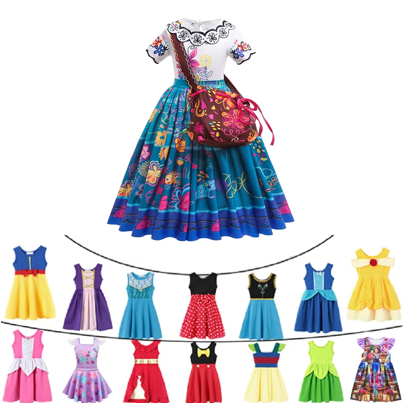 

Cotton Princess Dresses for Girls Snow White Elza Anna Belle Vaiana Minnie Mickey Encanto Clothes Buzz Jessie Role Play Costumes