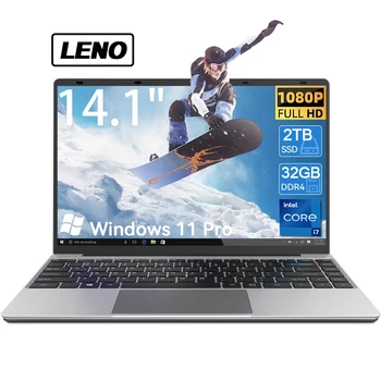 LENO 14.1" Ultra Slim Laptop 32GB 2TB Windows 11 Intel Core i7 8650U Gaming Computer PC Gamer office Notebook 1920*1080 HD