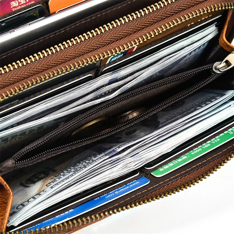 Premium Leather Long Wallet with Money Clip