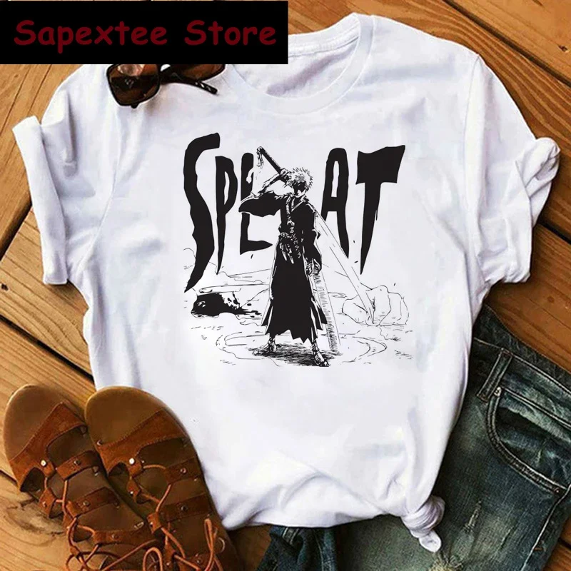 Heißer Japanische Anime Bleach T Hemd Kawaii Kurosaki Ichigo Graphic Tees Lustige Harajuku Cartoon Zaraki Kenpachi T-shirts frau – Detail 8
